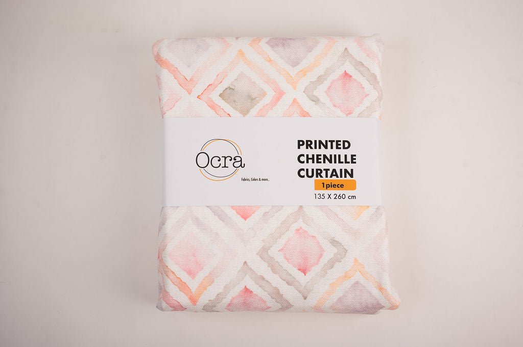 Printed Chenille Curtain – Cordoba Watercolor, 100% Polyester (135x260cm) - image 1