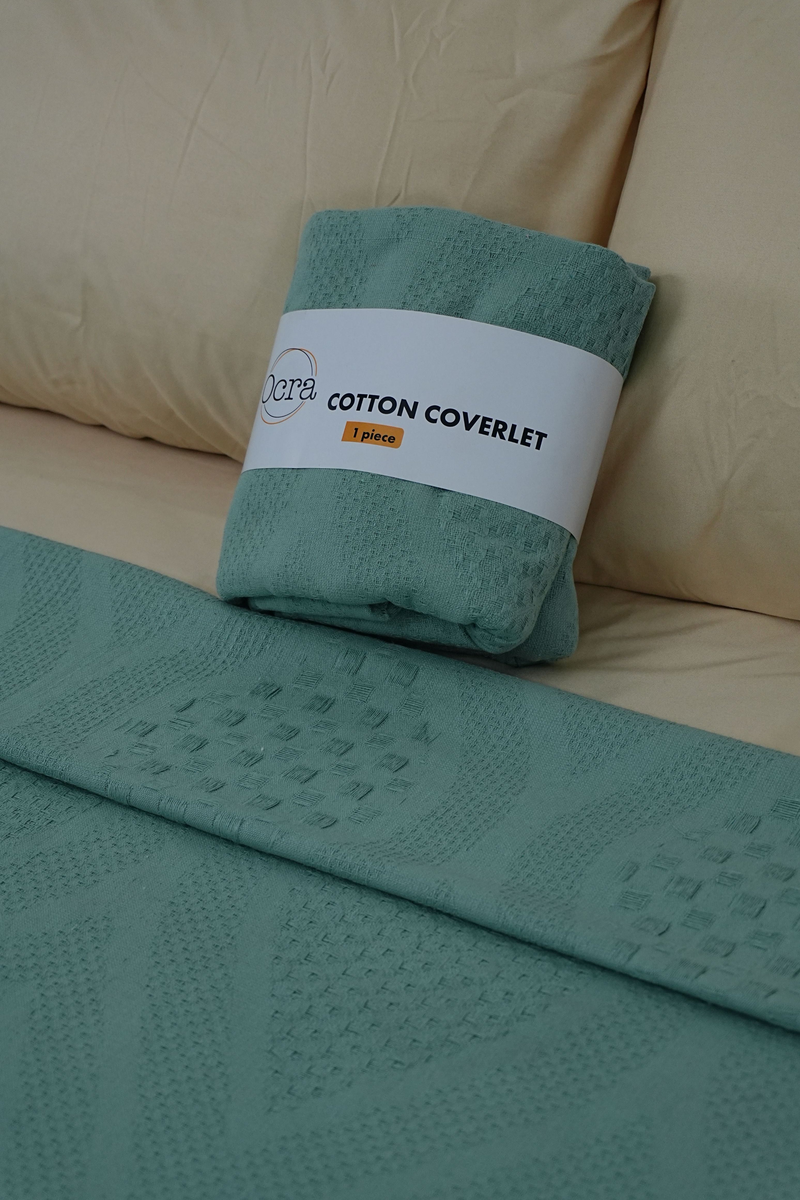 Cotton Coverlet – Gray, Baby Blue, Pistachio & Light Beige (Single/King) - image 5