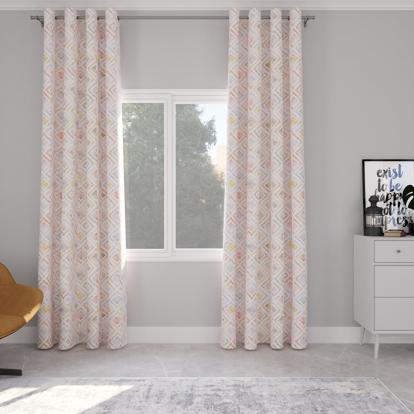 Printed Chenille Curtain – Cordoba Watercolor, 100% Polyester (135x260cm) - image 4