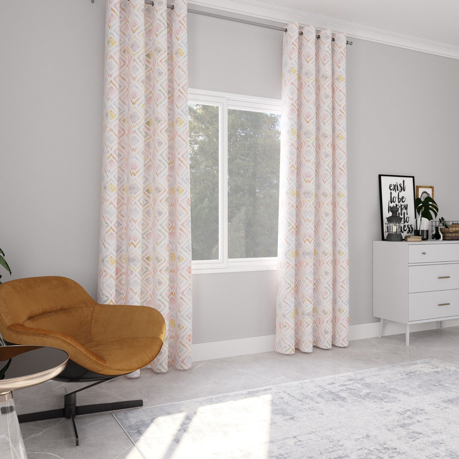 Printed Chenille Curtain – Cordoba Watercolor, 100% Polyester (135x260cm) - image 5