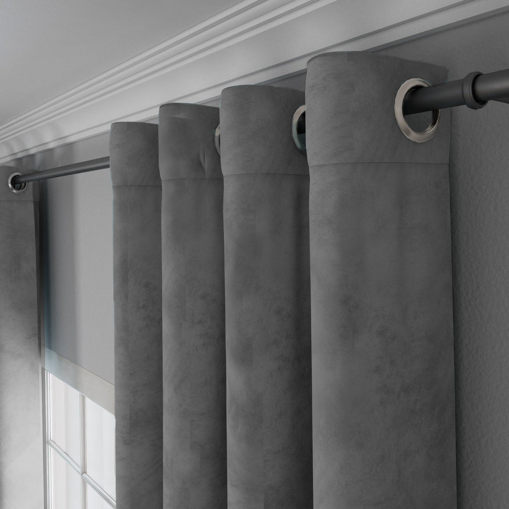 Velvet Curtain – Gray, 100% Polyester, 80% Sun Light Block (135x250cm) - image 2