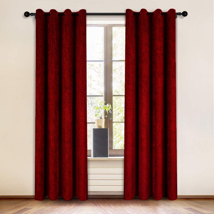 Diamond Solid Curtain – Burgundy, 100% Polyester (135x260cm) - image 1