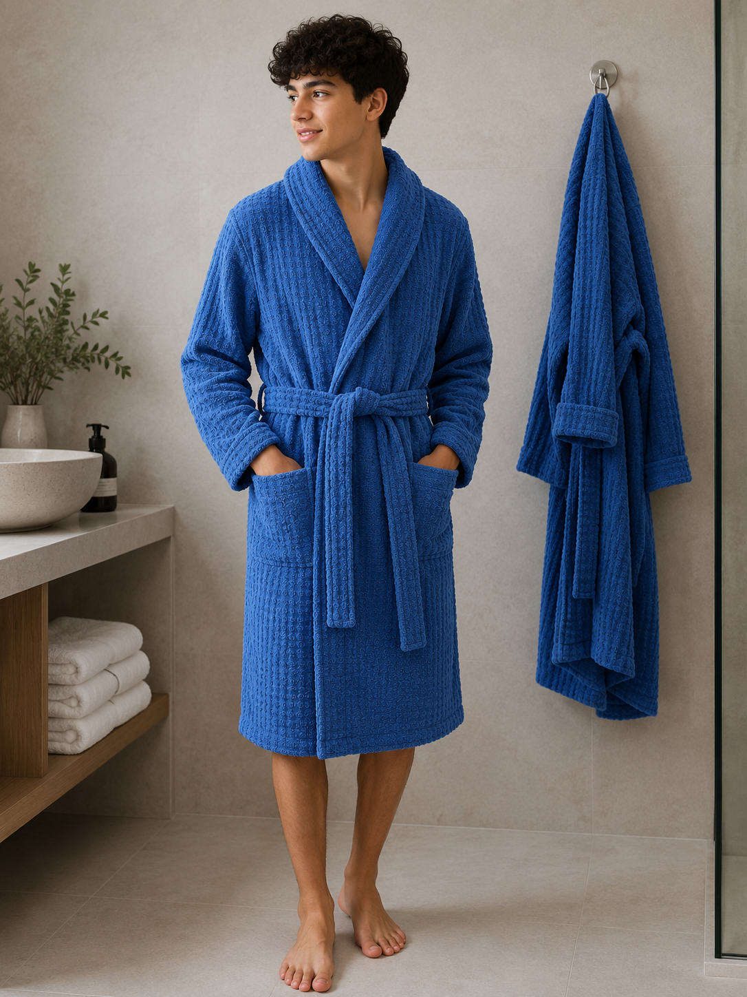 Egyptian Cotton Velvet Textured Bathrobe – Embossed Fabric - image 2
