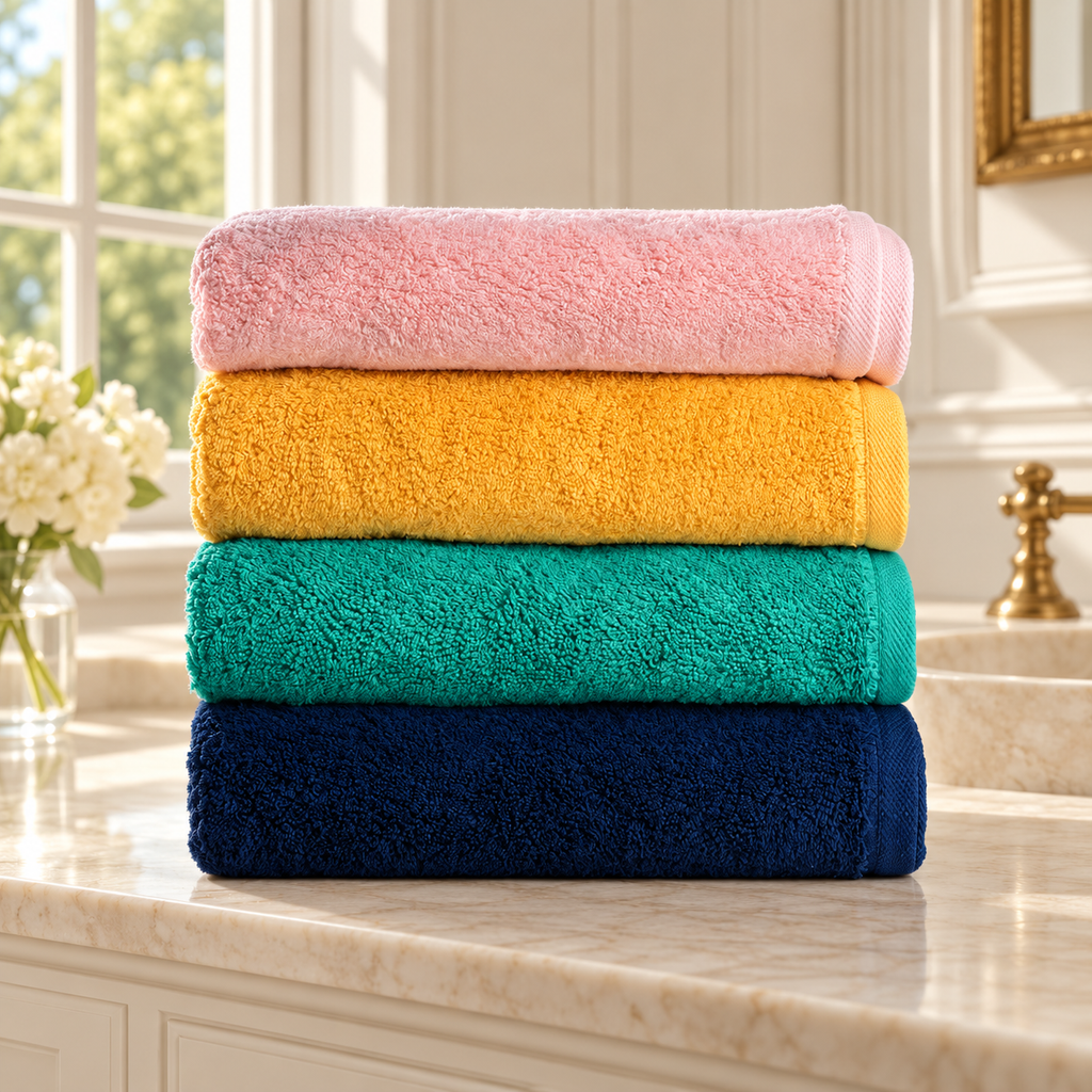 Set of 4 plain towels product image | Giza Cotton Hub