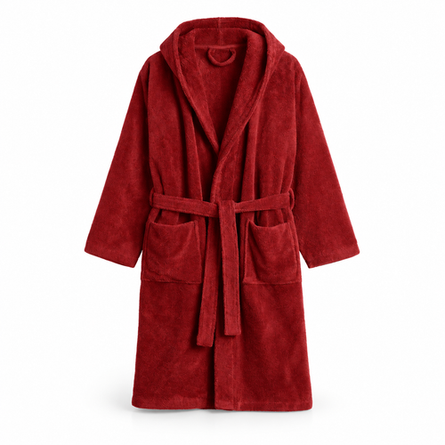 Burgundy kids bathrobe on white background | Giza Cotton Hub