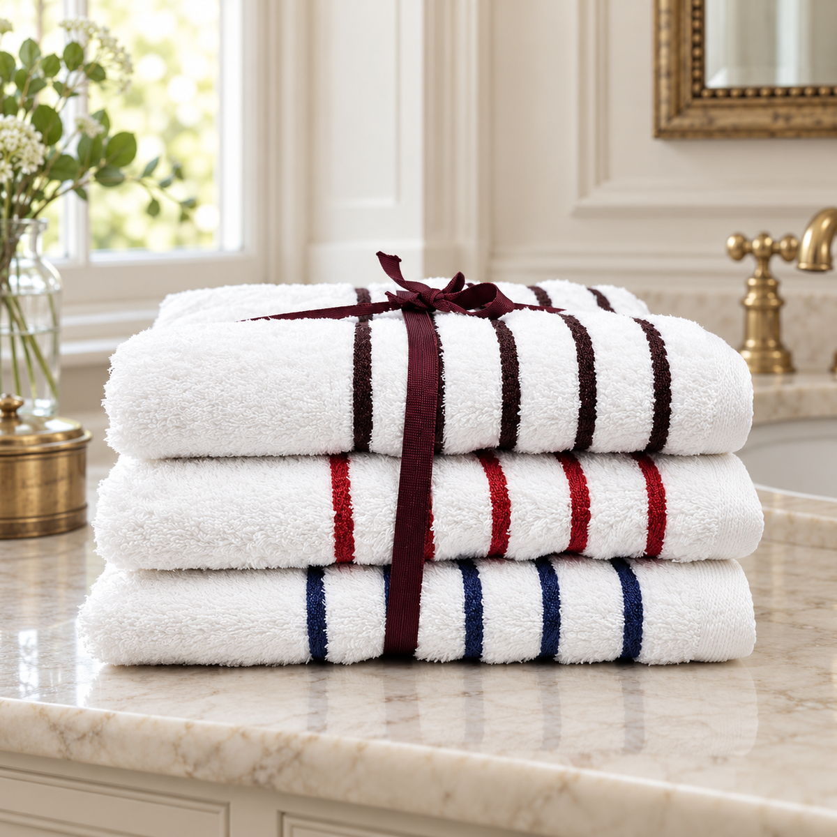Pure towel product photo in refined English interior | Giza Cotton Hub